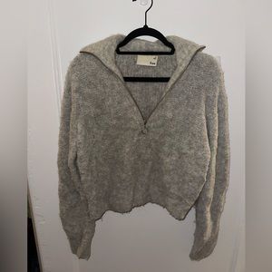 Aritzia Grey Quarter Zip Sweater